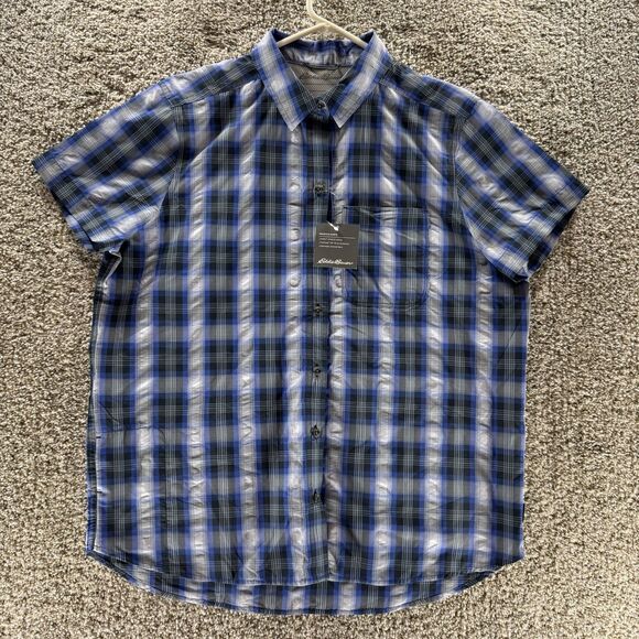 Eddie Bauer Tops - Eddie Bauer Shirt Womens Medium Blue White Plaid Button Up‎ New With Tags Adult
